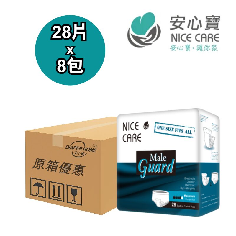 Nice Care 安心寶 男用輕度失禁加護墊 Incontinence Pads Men Guard 原箱優惠 香港