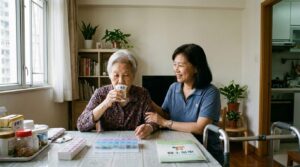 長者喺香港家居環境飲用高能量營養奶補充體力